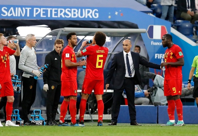 Belgium Roberto Martinez coaching his players during the FIFA 2018 semifinal clash against France