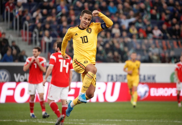 Eden Hazard hits two goals to give Belgium an edge over Russia during in their Euro 2020 qualifying game