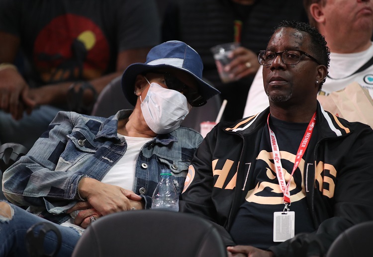 Atlanta Hawks fan wearing a face mask during the NBA match