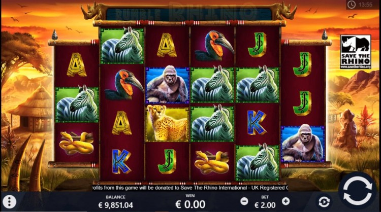 Trong trò chơi slot Rumble Rhino của SBOBET, bạn cũng sẽ có thể quay được biểu tượng lớn 4x4