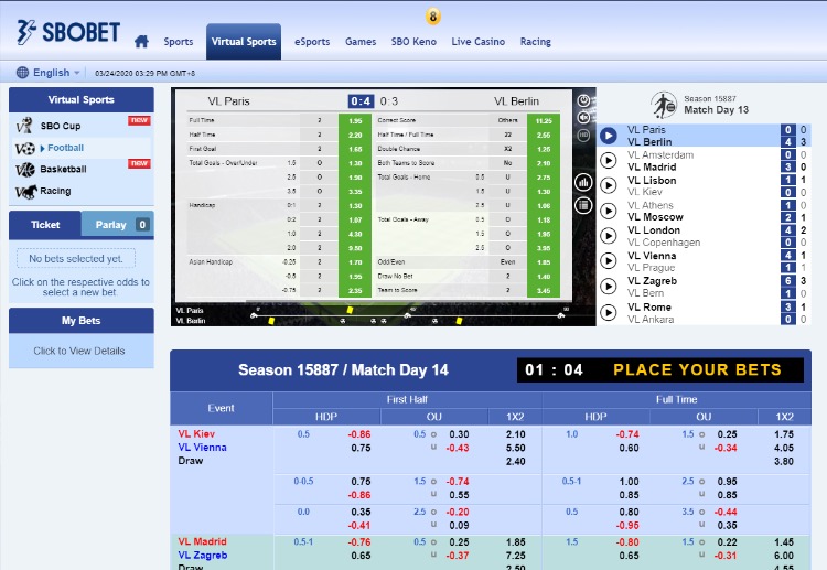 Cá độ Virtual Football cũng được lập trình với đội hình cùng tỷ lệ cược nhất định.