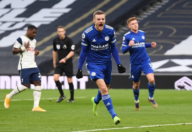 Premier League: Jamie Vardy scored Leicester City's opening goal against Tottenham Hotspur