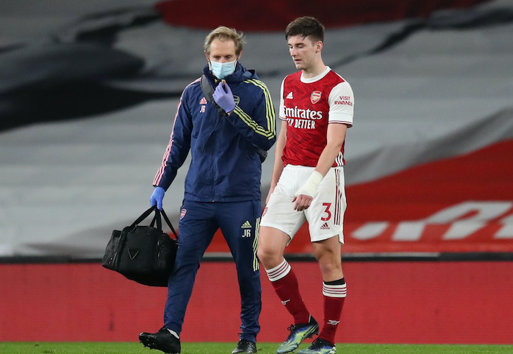 Premier League: Arsenal wing-back Kieran Tierney has hurt his knee in a challenge with James Milner