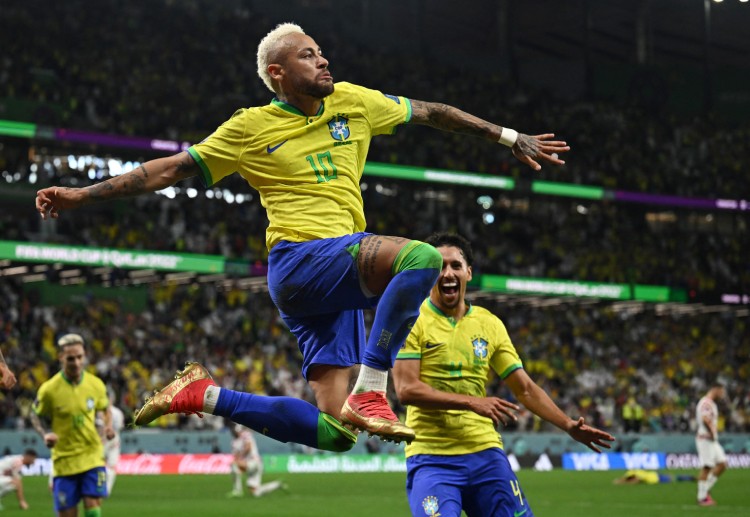 World Cup 2022: Brazil's Neymar celebrates scoring their first goal with Marquinhos