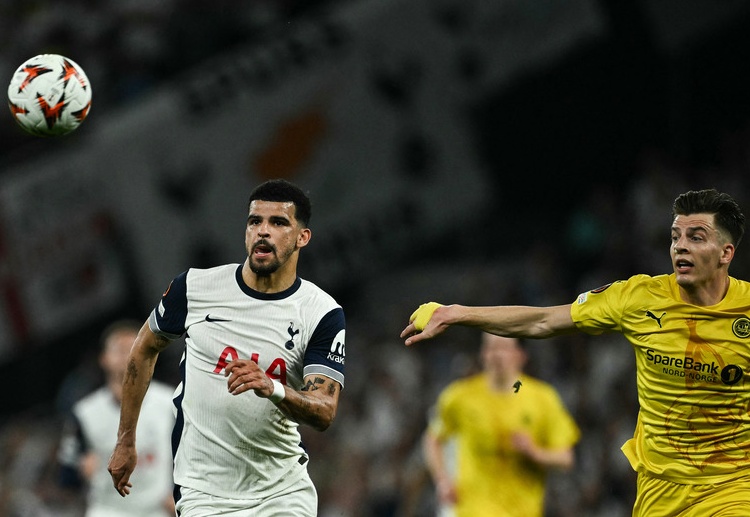 欧洲联赛 索兰克倒地扫射建功，热刺率先打破僵局。